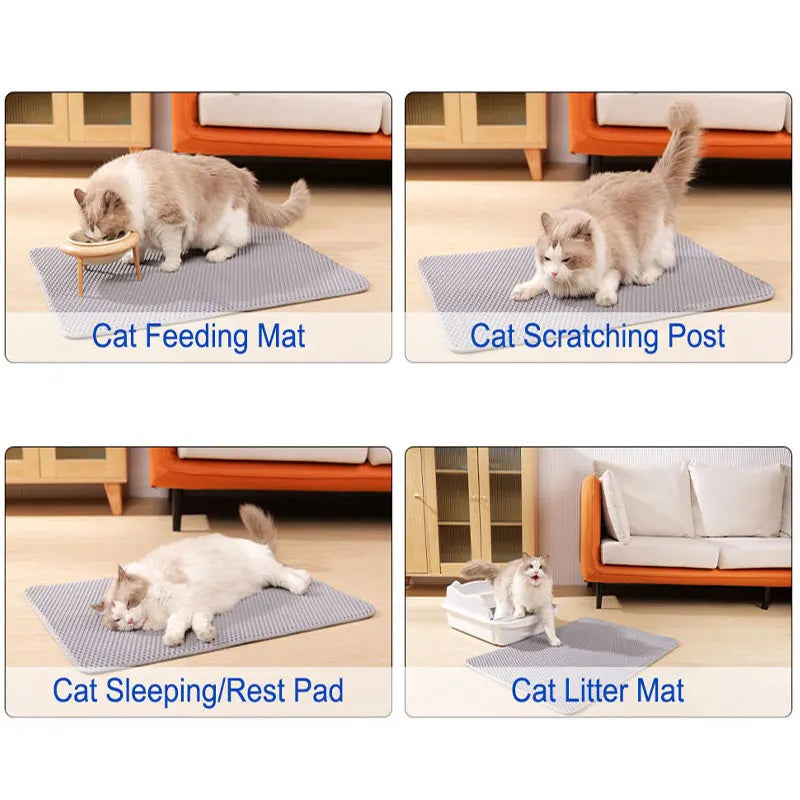 TrapEase™ Cat Litter Mat – Waterproof, Dual-Layer, Anti-Tracking