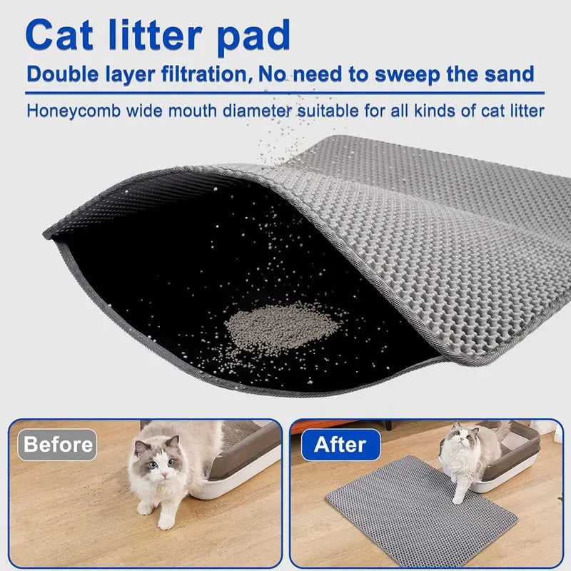 TrapEase™ Cat Litter Mat – Waterproof, Dual-Layer, Anti-Tracking
