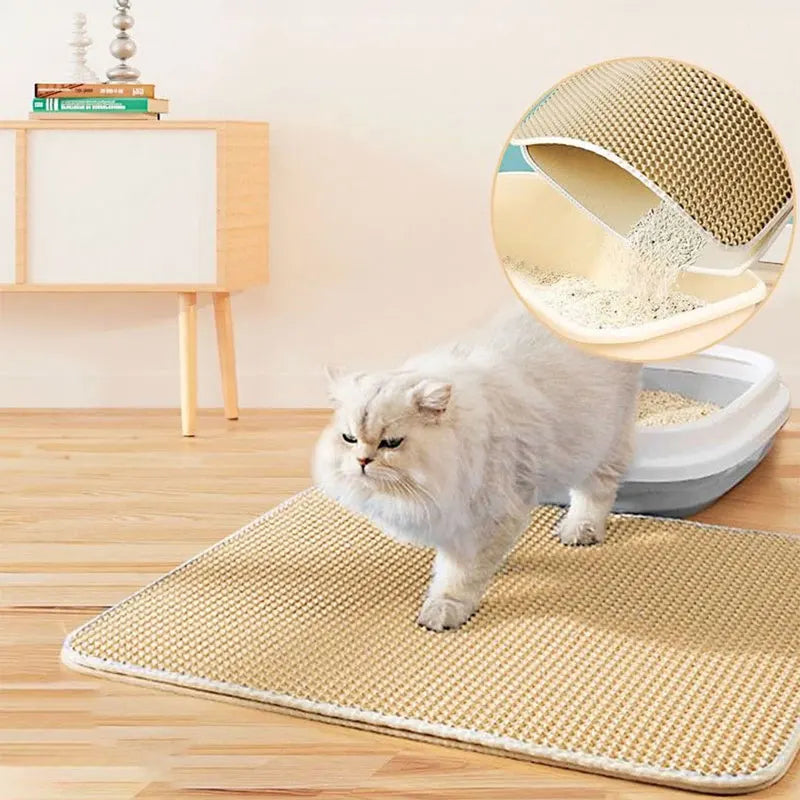 TrapEase™ Cat Litter Mat – Waterproof, Dual-Layer, Anti-Tracking