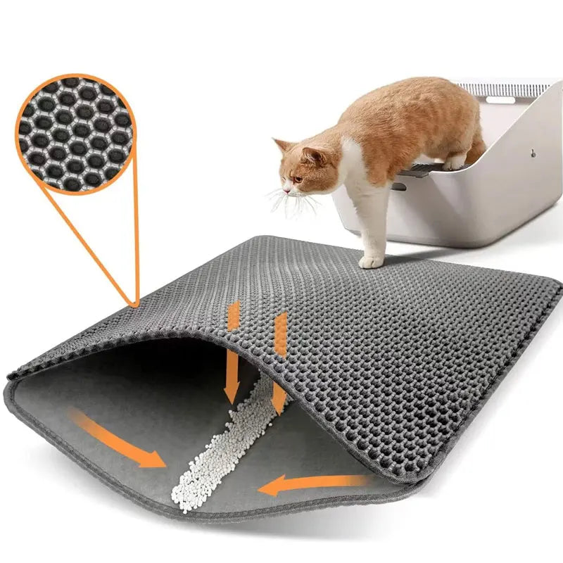 TrapEase™ Cat Litter Mat – Waterproof, Dual-Layer, Anti-Tracking