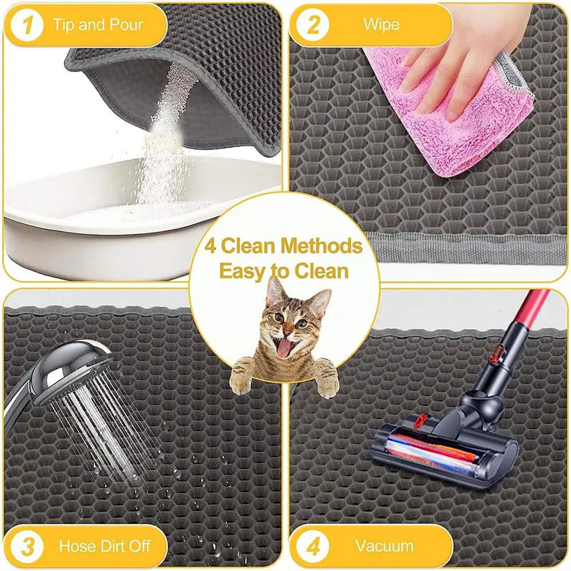 TrapEase™ Cat Litter Mat – Waterproof, Dual-Layer, Anti-Tracking